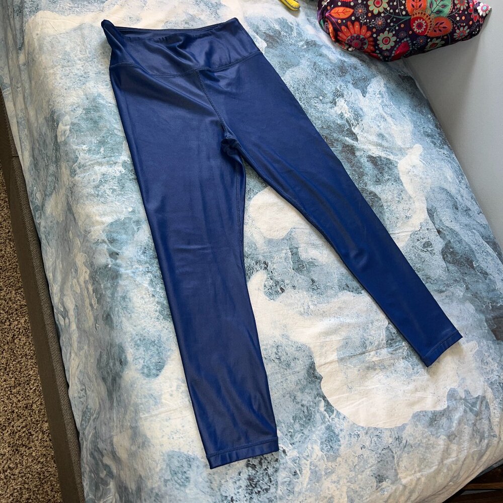Shiny blue Zyia Active Leggings, Size 12